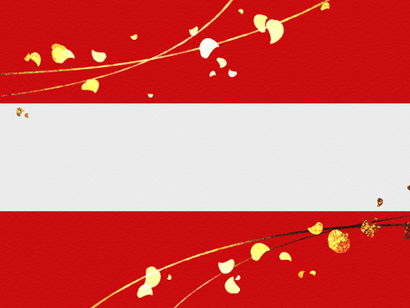 金色の花びらと赤い和風背景 金,金箔,筆,花びら,背景,赤,和柄,キラキラ,和風,年賀状のイラスト素材