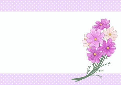コスモスのフレーム コスモス,花束,フレーム,枠,ピンク,白,秋,手描き,秋桜,植物のイラスト素材