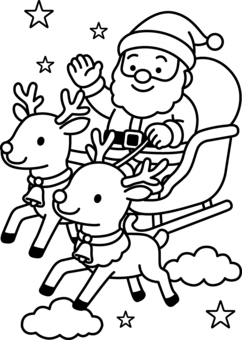 サンタクロースの塗り絵 クリスマス,塗り絵,ぬりえ,サンタクロース,ツリー,雪,冬,プレゼント,xmas,かわいいのイラスト素材