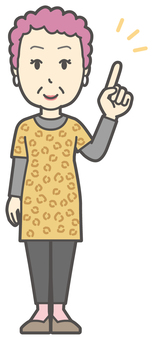  大阪のおばちゃん-125-全身 指差し,笑顔,おばちゃん,大阪,ヒョウ柄,おばはん,中年,女性,関西,派手のイラスト素材