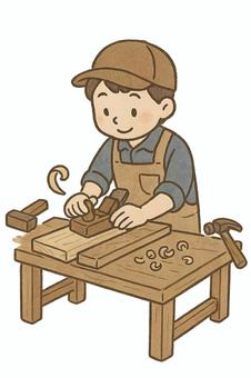 木工をする男の子