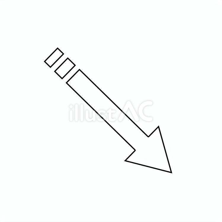 下降を示す黒いラインの白い斜め矢印 矢印,下降,下落のイラスト素材