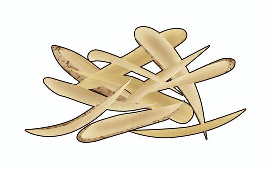 ささがきにしたゴボウのリアルイラスト ごぼう,ゴボウ,牛蒡,ささがき,栄養,健康,食育,食材,食べ物,献立のイラスト素材