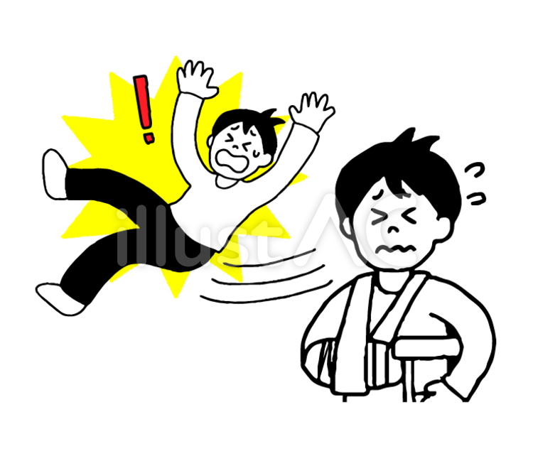 転倒して怪我をした男性（シンプル） 人物,怪我,転倒のイラスト素材