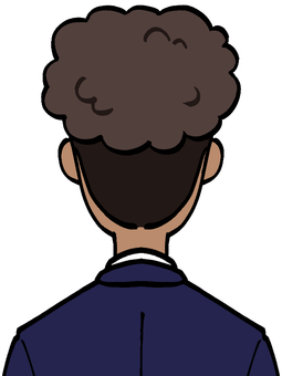 色黒パーマの男性の後ろ姿 人,人物,人間,男性,男,男の子,若者,色黒,パーマ,学生のイラスト素材