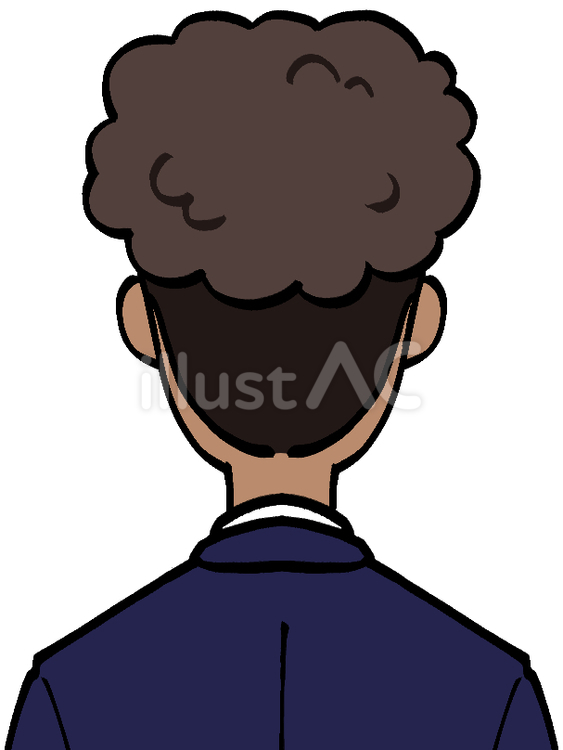 色黒パーマの男性の後ろ姿 人,人物,人間のイラスト素材