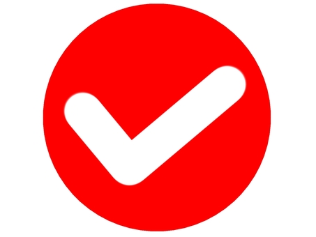 チェックマーク　赤　塗り潰し チェックマーク,チェック,アイコン,かわいい,丸,赤,レ点,ok,合格,認証のイラスト素材