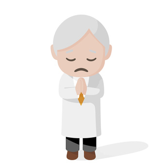 礼服で手を合わせる博士 医者,先生,教授,博士,研究者,礼服,手,合わせる,祈る,葬儀のイラスト素材