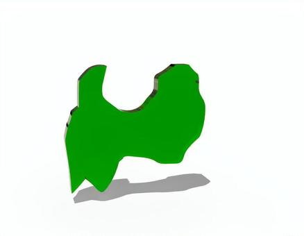 日本_富山県単独_緑 富山県,富山,緑,日本,地図,都道府県,立体,強調,県,国土のイラスト素材