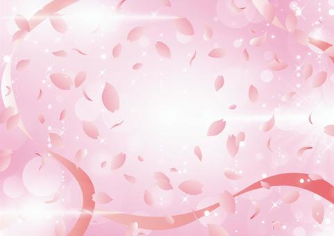 ribbon and cherry blossom petals, , JPG