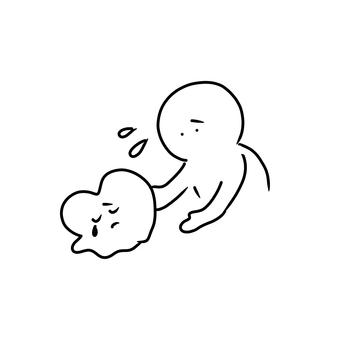 心が疲れてる ハート,心,気持ち,泣く,落ち込む,悲しい,涙,心配,駆け寄る,人のイラスト素材