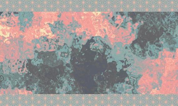 マーブル和柄のレトロパステル背景 マーブル,背景,テクスチャ,流体,リキッド,和柄,麻の葉,青緑,ターコイズ,ピンクのイラスト素材