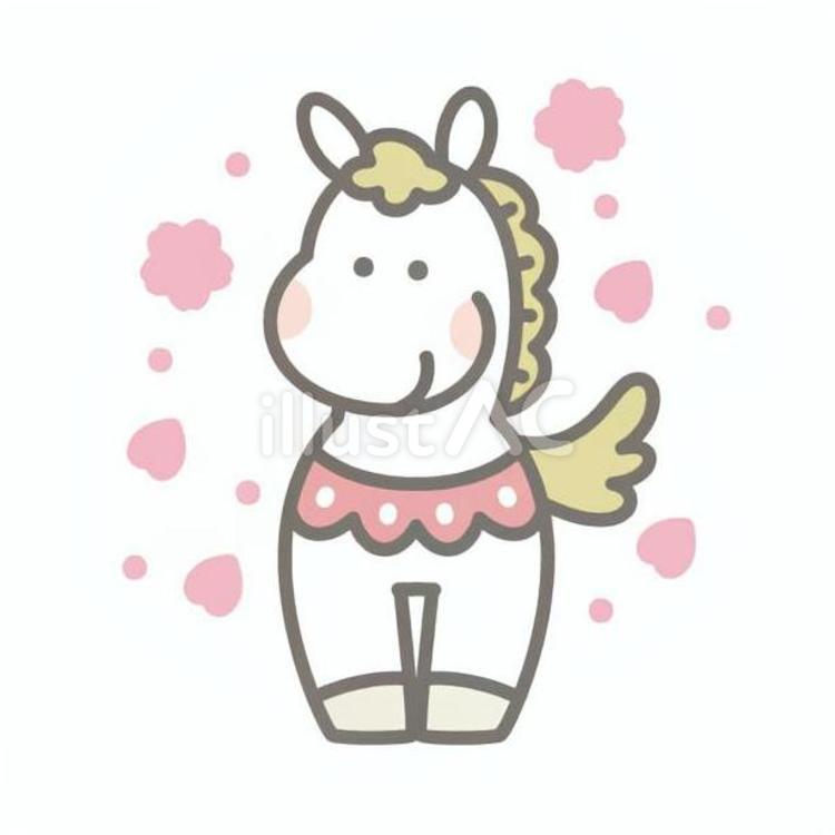 桜と馬 馬,干支,午年のイラスト素材