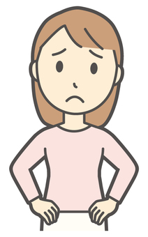  ロングヘア女性-548-バスト 心配,女性,女の子,人物,かわいい,焦る,表情,感情,困る,困惑のイラスト素材