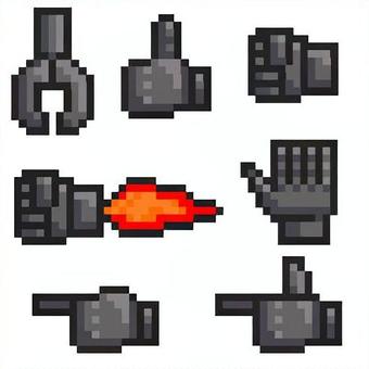 ドット絵アイコン ロボットハンドセット ドット絵アイコン ロボットハンドセット 8ビット,ロボット,ロボットの手,アイコンセット,アイコン,メカ,メカニカル,ロボットパーツ,手,ハンドのイラスト素材