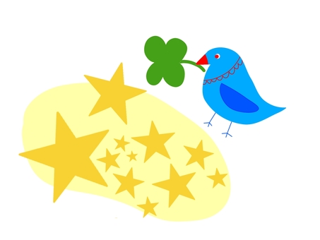 幸せのブルーバード ブルーバード,幸せ,四つ葉,星,かわいい,希望,願い,イラストのイラスト素材