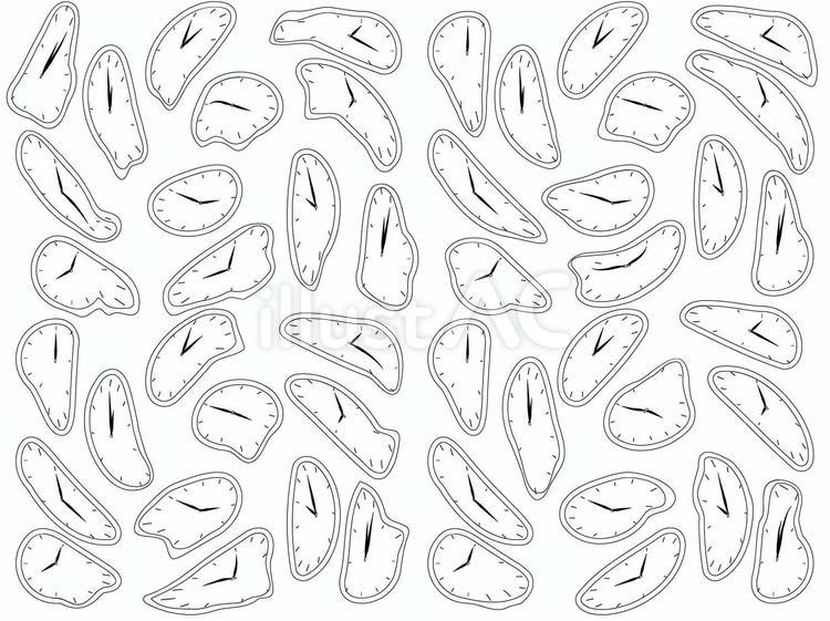 時計歪み線画 時計,時空,時間のイラスト素材
