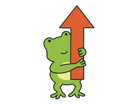 Frog with an up arrow, , JPG and PNG