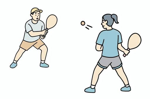 フレスコボールを楽しむ二人 フレスコボール,スポーツ,ビーチ,ペアスポーツ,ラケット,コミュニケーション,運動,屋外,交流,健康のイラスト素材