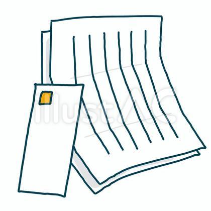 縦書きの便箋と封筒のイラスト