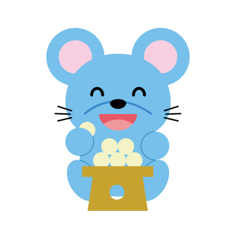 月見団子を食べるネズミ  お月見,月見団子,十五夜,動物,キャラクター,団子,秋,ネズミ,満月,かわいいのイラスト素材