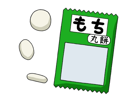 もち（丸餅） もち,丸餅,食べ物,食品,加工食品,もち米,白,袋,緑,パッケージのイラスト素材