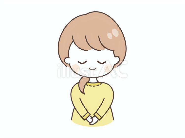 お辞儀する礼儀正しい黄色の服の女性 お辞儀,人物,女性のイラスト素材