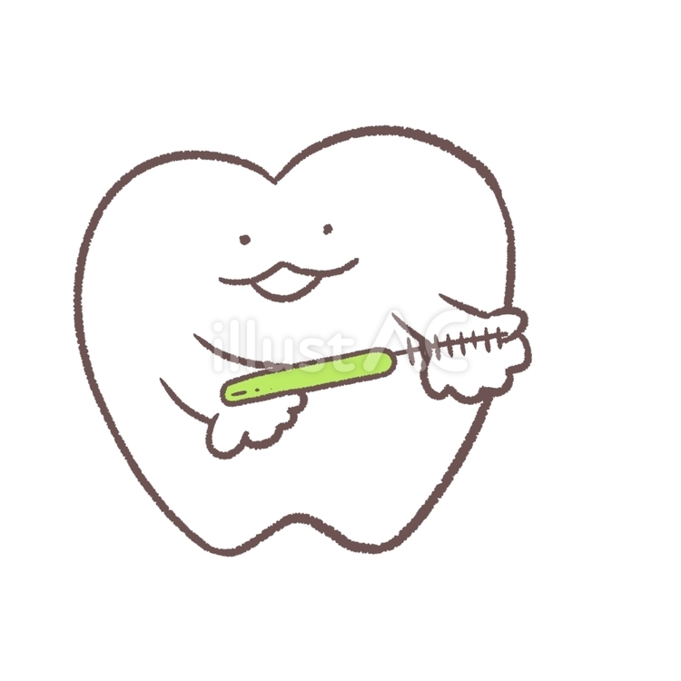 歯間ブラシを渡そうとする歯 歯,歯科,ゆるいのイラスト素材