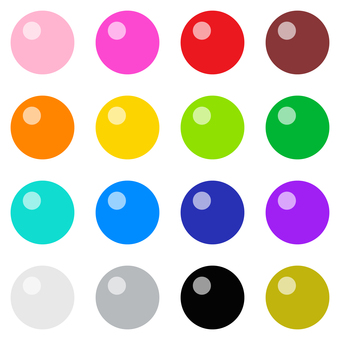 光沢のある玉飾り カラフルな16色セット 玉,球,カラフル,デコレーション,玉飾り,真珠,鉄球,つや,光沢,ボールのイラスト素材