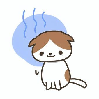 ねこ（しょんぼり）2 猫,悲しい,涙,しょんぼり,落ち込む,シンプル,かわいい,単品,透過,手書きのイラスト素材