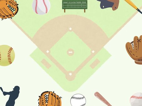 野球のポストカード 野球,グローブ,バット,ボール,スポーツ,ヘルメットのイラスト素材