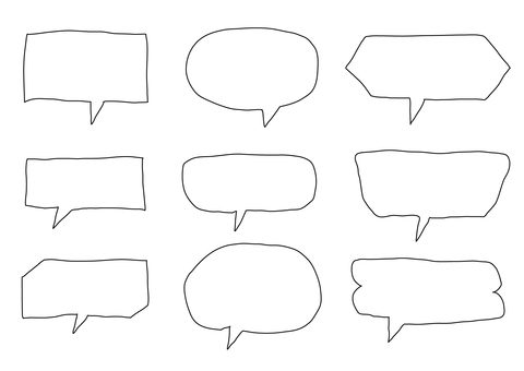 #3354 手書き風 吹き出し セット #3354 手書き風 吹き出し セット 吹き出し,手書き,手描き,手描き風,フレーム,枠,ふきだし,セリフ,コメント,会話のイラスト素材