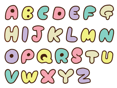 アルファベット丸大文字 アルファベット,大文字,カラフル,カラー,パステルカラー,かわいい,落書き,文字,セット,言葉のイラスト素材