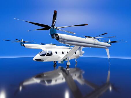 航空機CGイラスト01_空飛ぶクルマ 空飛ぶクルマ,乗用,ドローン,エアモビリティ,evtol,aam,uam,エアタクシー,垂直離着陸,チルトローターのイラスト素材