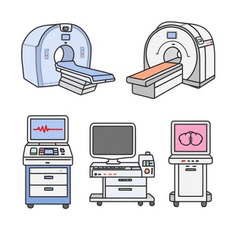 CT・MRIと医療モニター機器のイラスト