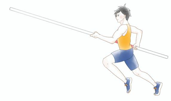 棒高跳びで助走する男子の水彩風イラスト 棒高跳びで助走する男子の水彩風イラスト 棒高跳び,男子,助走,走る,選手,スポーツ,運動,アスリート,陸上,競技のイラスト素材