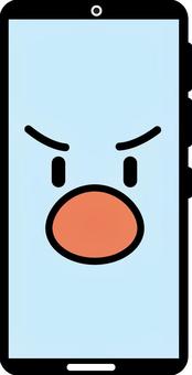 スマホ表情　 スマホ,画面,表情,擬人化,携帯,ネット,機器,怒る,口のイラスト素材