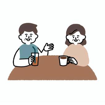 Two elderly people chatting, JPG, PNG and AI Two elderly people chatting, couple, consultation, senior, JPG, PNG and AI