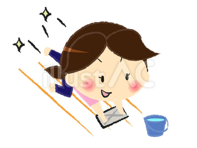 ぞうきんがけ 雑巾がけ,雑巾,布巾のイラスト素材
