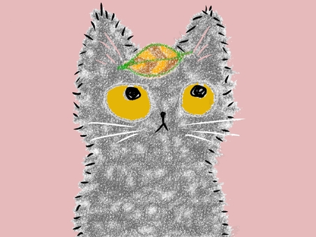 葉っぱとネコさん 動物,ネコ,ペット,葉っぱ,枯葉,紅葉,かわいい,ゆるい,オリジナル,ユニークのイラスト素材