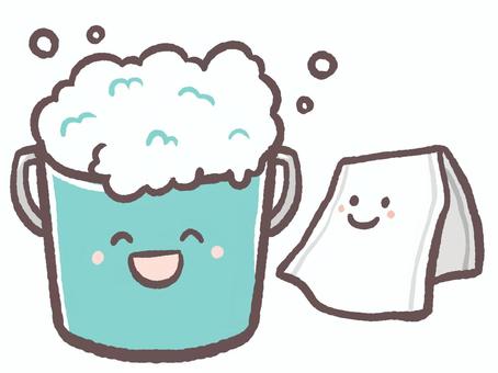 年末の大掃除用具、バケツと雑巾 年末の大掃除用具、バケツと雑巾 掃除,バケツ,雑巾,大掃除,年末,12月,冬,小物,泡,ハウスクリーニングのイラスト素材