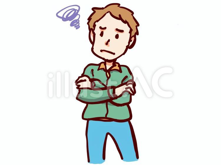 悶々と悩む男性 人,悩む,男の子のイラスト素材