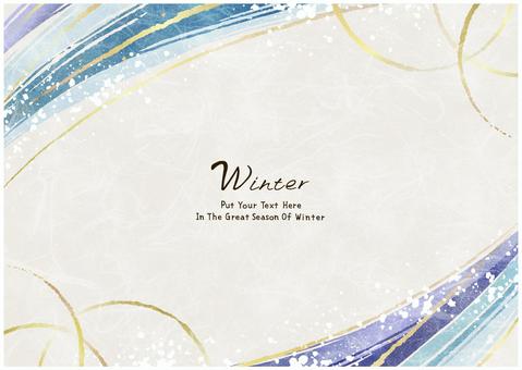 新春の毛筆フレーム026 毛筆,フレーム,新春,冬,和風,お正月,和,金,波,スプラッターのイラスト素材