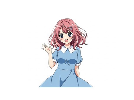 青いワンピースのアニメ風女の子イラスト