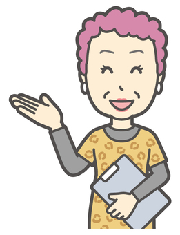  大阪のおばちゃん-065-バスト バインダー,おばちゃん,大阪,ヒョウ柄,おばはん,中年,女性,関西,派手,おばさんのイラスト素材