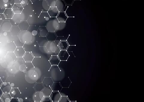 かっこいい光と化学構造式のイメージ素材 化学,構造式,幾何学,ライン,光,玉ボケ,パーティクル,サイエンス,スタイリッシュ,背景のイラスト素材