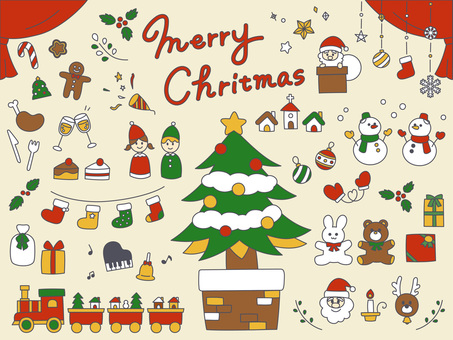 ゆるくてかわいいクリスマスイラストセット ゆるくてかわいいクリスマスイラストセット クリスマス,サンタ,プレゼント,オーナメント,クリスマスツリー,靴下,ガーランド,トナカイ,ベル,ピアノのイラスト素材