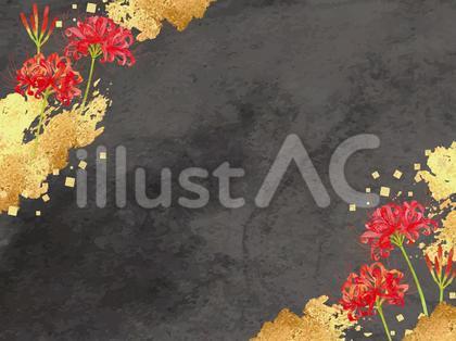 彼岸花と金箔の背景