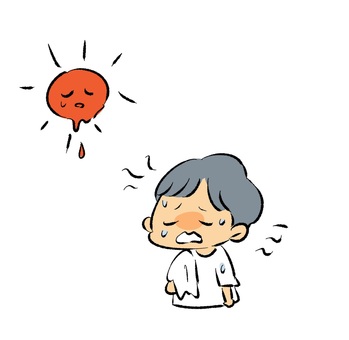 熱中症/男性/太陽 熱中症,熱中,太陽,危険,暑い,夏,男性,男,7月,8月のイラスト素材