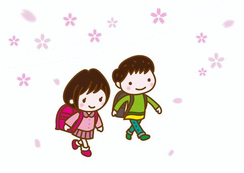 小学生 小学生 小学生,新学期,入学生のイラスト素材